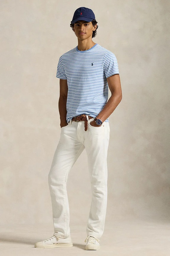 Одежда Хлопковая футболка Polo Ralph Lauren 710956828 голубой