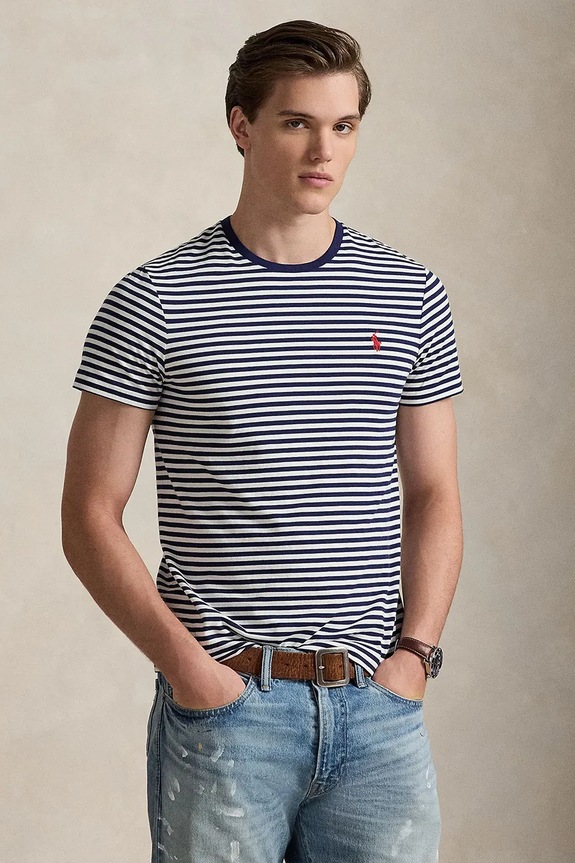 Polo Ralph Lauren t-shirt bawełniany wzorzyste granatowy 710956828