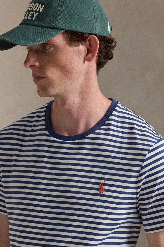 Bombažna kratka majica Polo Ralph Lauren modra 710956828