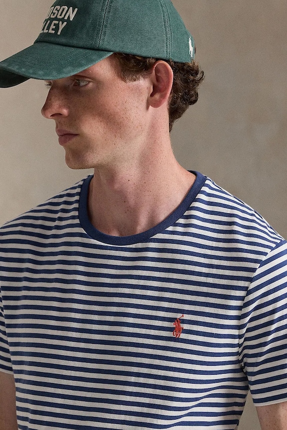 Bombažna kratka majica Polo Ralph Lauren modra 710956828