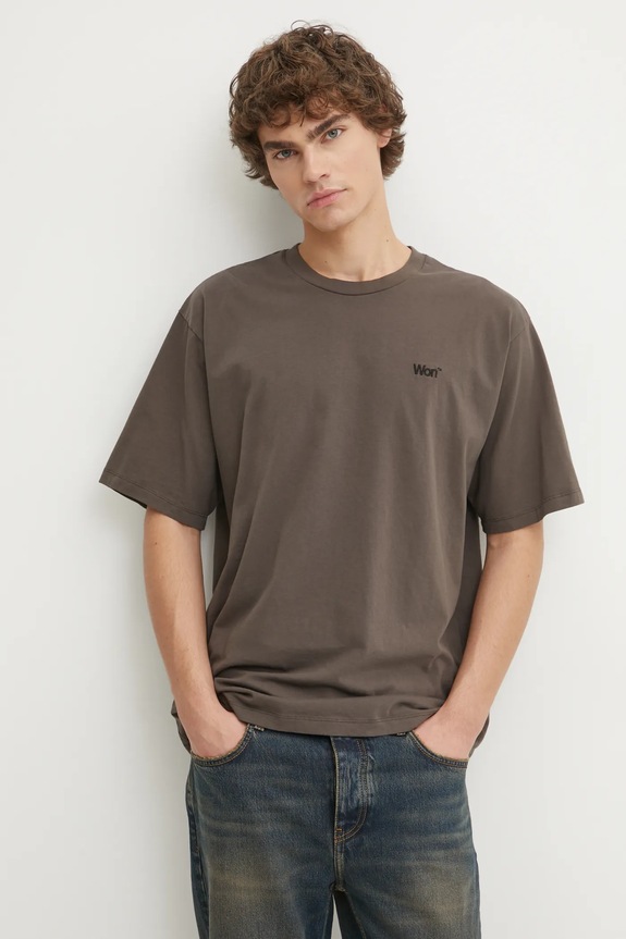 Won Hundred tricou din bumbac maro 3415.12063