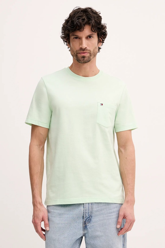 Tommy Hilfiger tričko pánske bavlnené zelená MW0MW37283