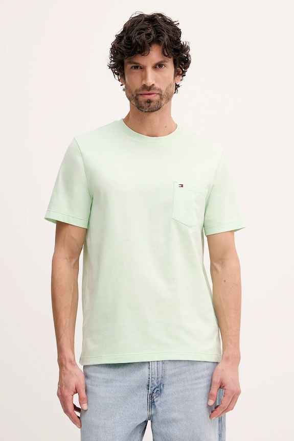 Tommy Hilfiger tričko pánske bavlnené zelená MW0MW37283