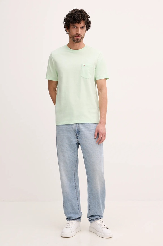 Tommy Hilfiger tričko pánske bavlnené MW0MW37283 zelená SS26