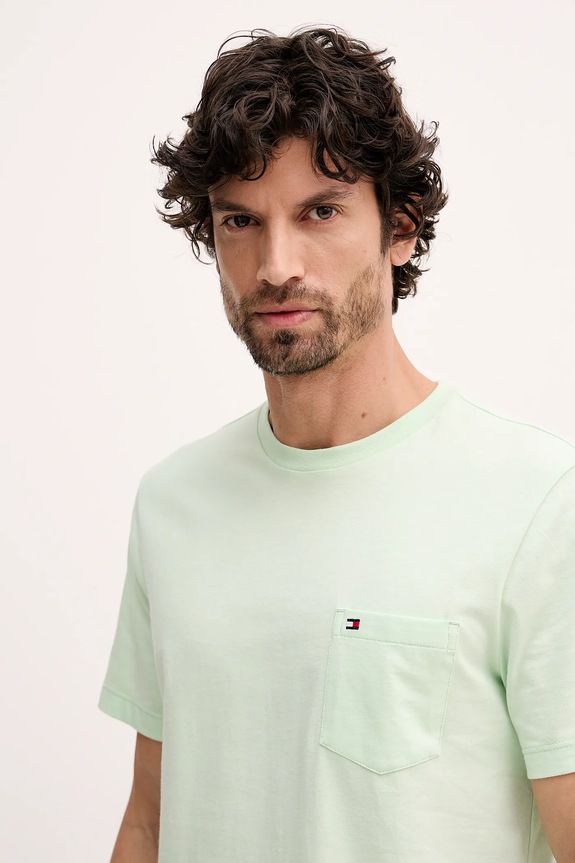 Tommy Hilfiger tričko pánske bavlnené zelená MW0MW37283
