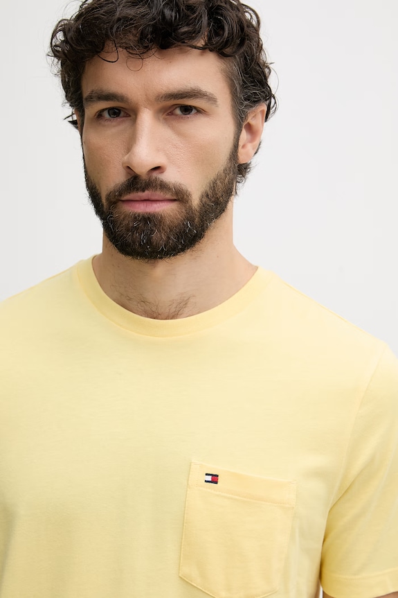 Tommy Hilfiger tričko pánske bavlnené žltá MW0MW37283