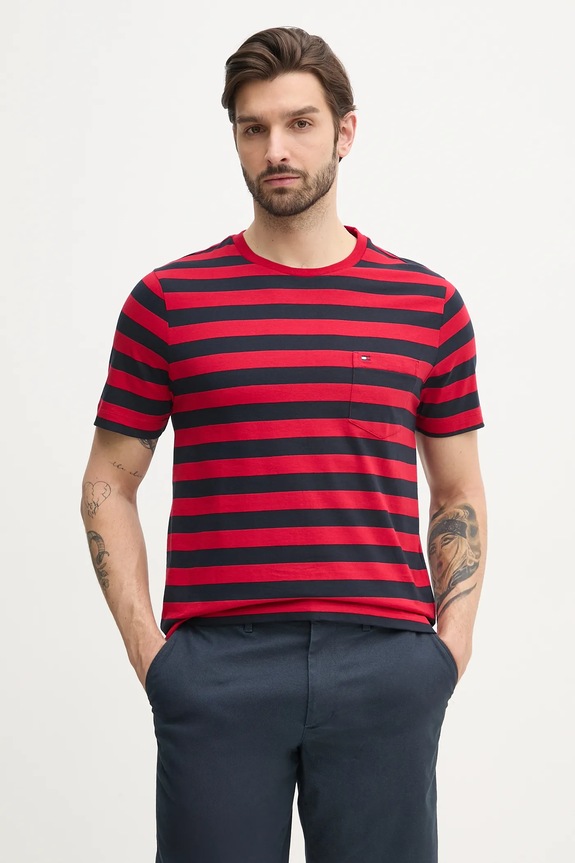Tommy Hilfiger tricou bărbătesc din bumbac uni rosu MW0MW37283