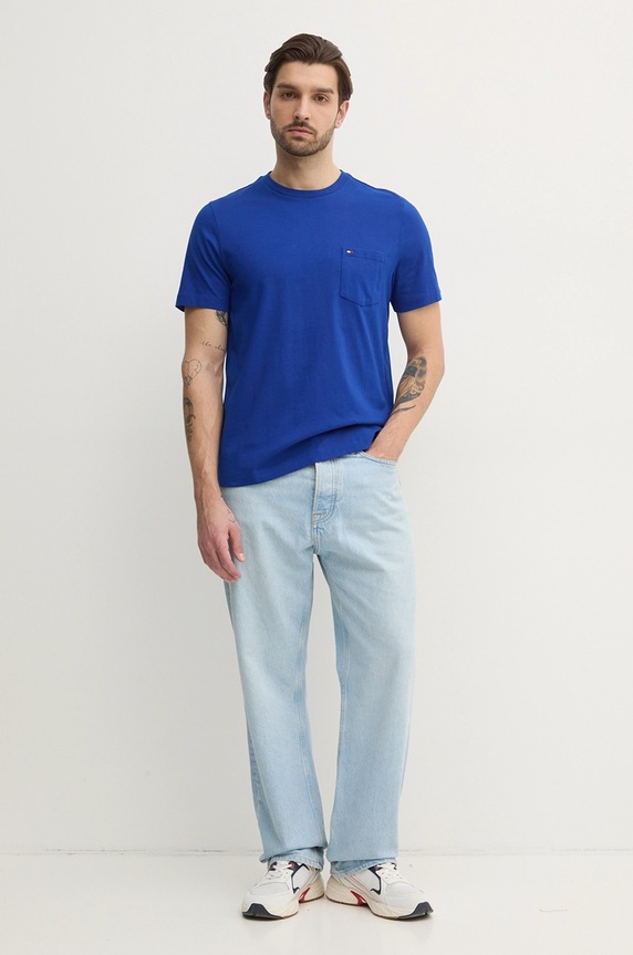 Tommy Hilfiger tričko pánske bavlnené MW0MW37283 modrá SS26