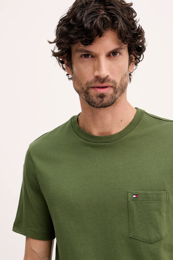 Tommy Hilfiger tričko pánske bavlnené zelená MW0MW37283