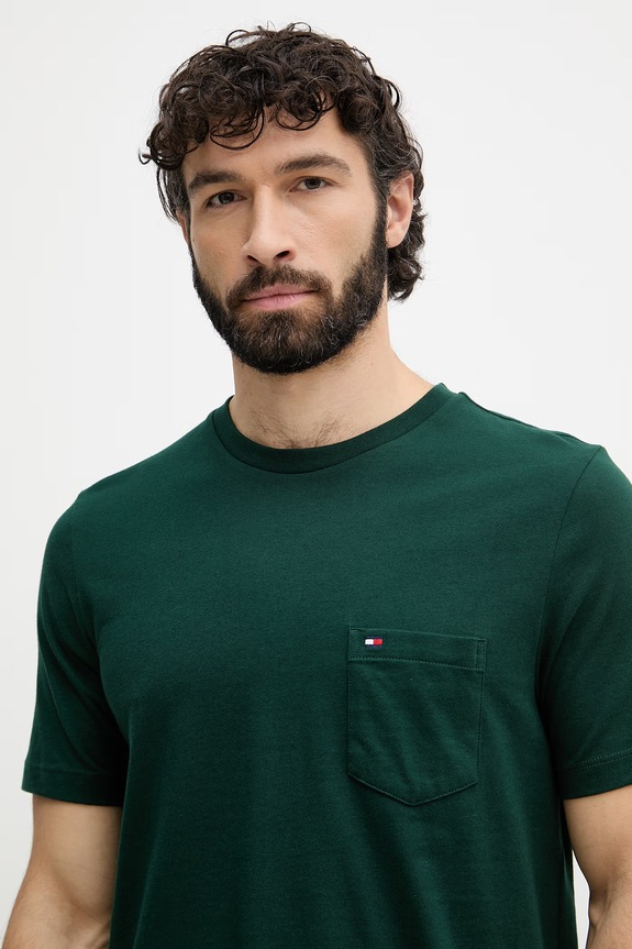 Tommy Hilfiger tricou bărbătesc de bumbac verde MW0MW37283