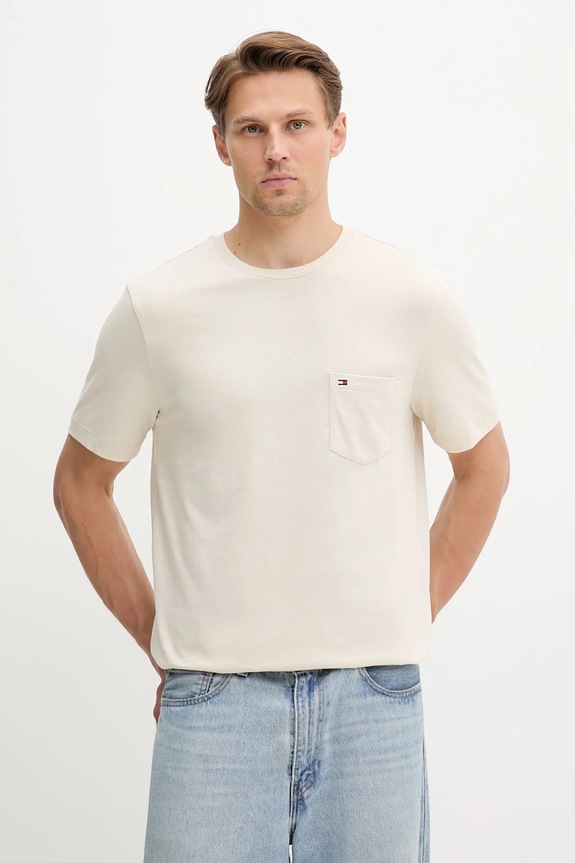 Tommy Hilfiger tricou bărbătesc de bumbac uni bej MW0MW37283