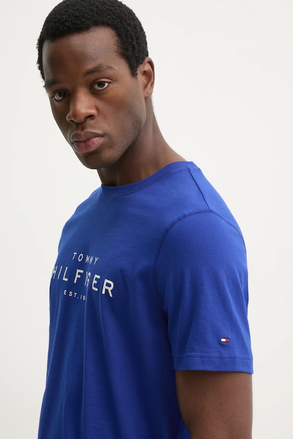 Bavlnené tričko Tommy Hilfiger modrá MW0MW37448