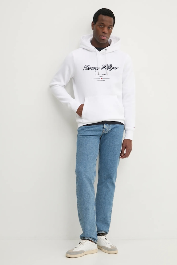 Bavlnené tričko Tommy Hilfiger MW0MW37448 tmavomodrá SS25