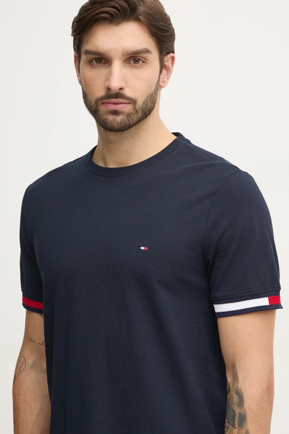 Βαμβακερό μπλουζάκι Tommy Hilfiger σκούρο μπλε MW0MW38078