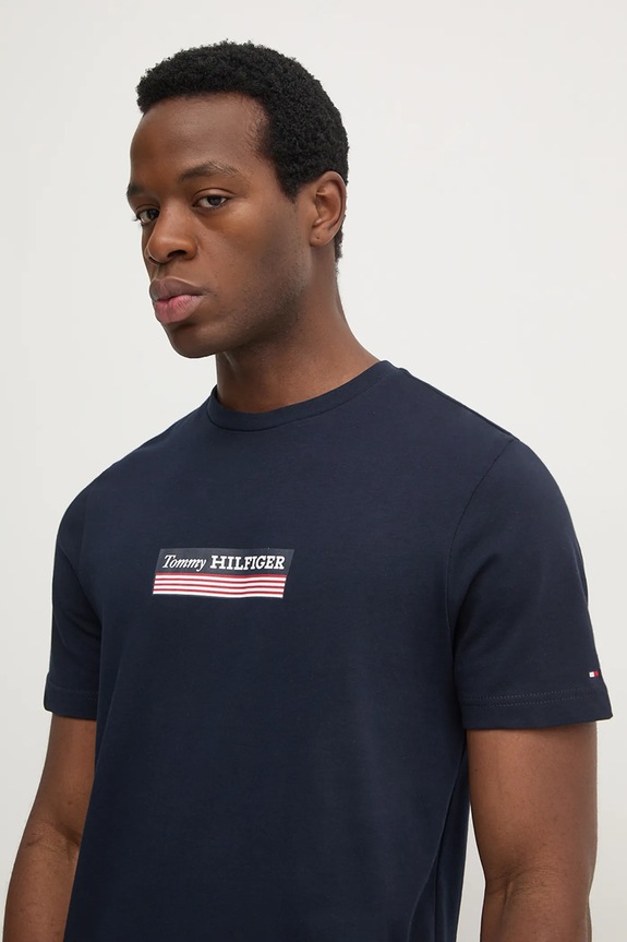 Tommy Hilfiger t-shirt bawełniany granatowy MW0MW38079