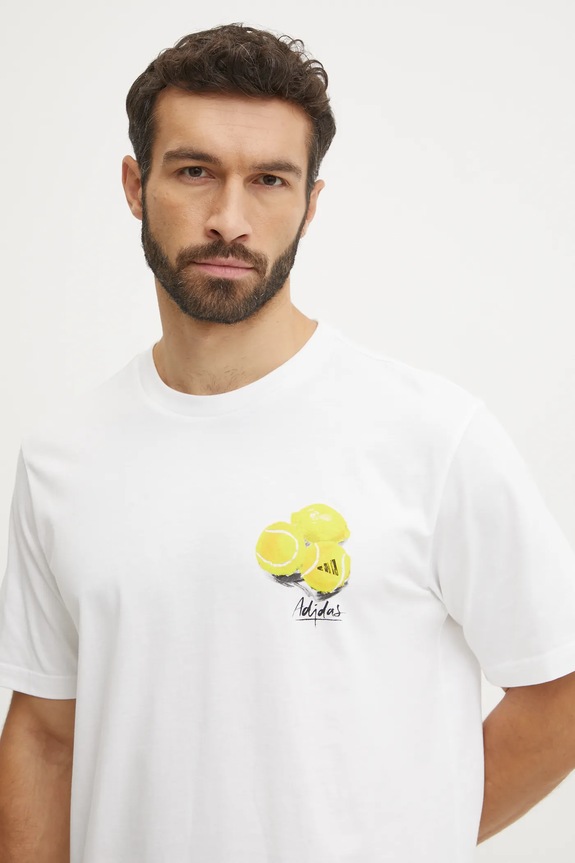 Pamučna majica adidas M L SL LEMON T bež JJ3959