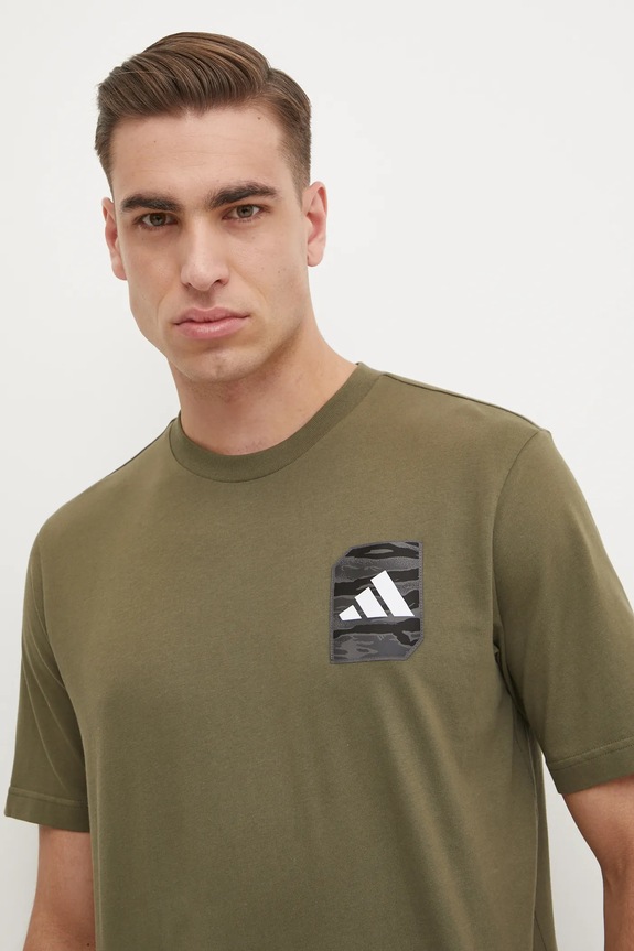 adidas t-shirt bawełniany Camo zielony JI6759