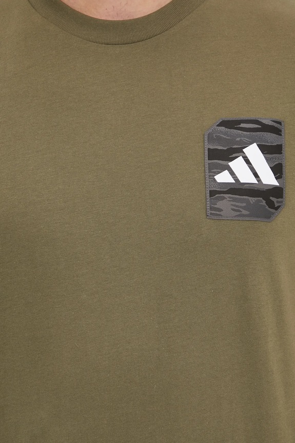 adidas t-shirt bawełniany Camo JI6759 zielony