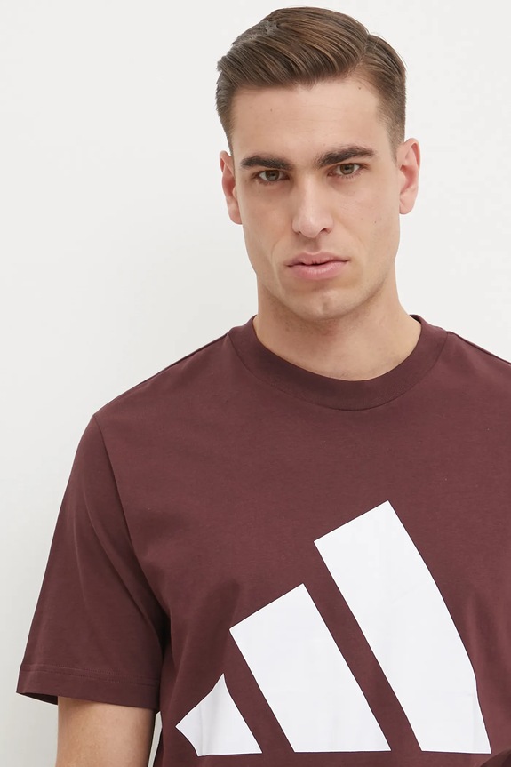 Bombažna kratka majica adidas Essentials bordo JE8939