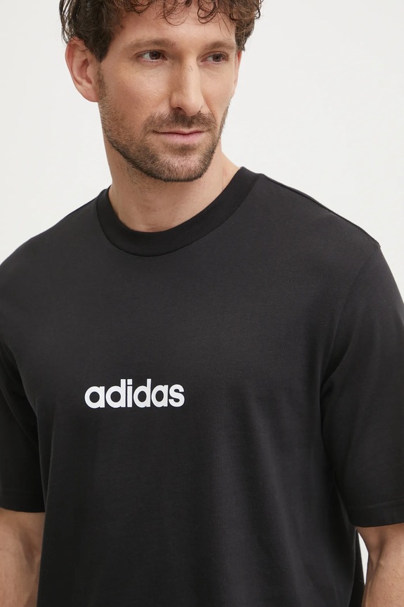Pamučna majica adidas Essentials Linear crna JE8993