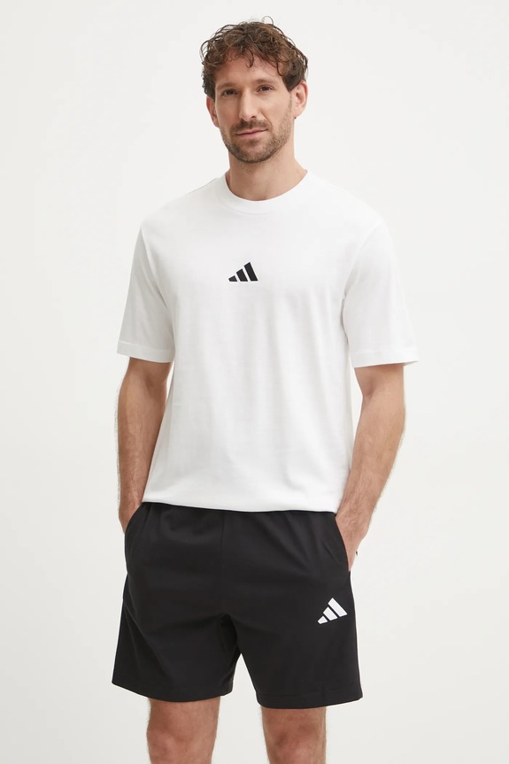 Βαμβακερό μπλουζάκι adidas Essential κανονικό μπεζ JF1092
