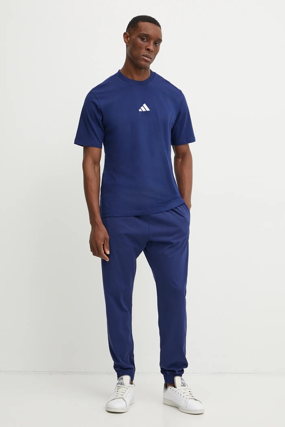 adidas t-shirt bawełniany Essential JF1093 granatowy SS25