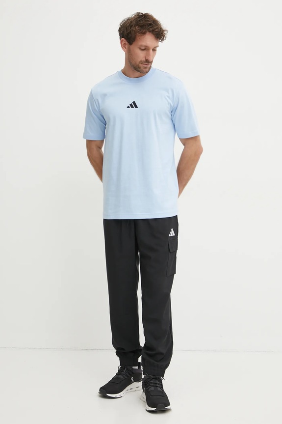 Βαμβακερό μπλουζάκι adidas Essential JF1101 μπλε SS25