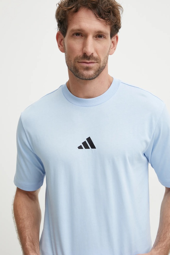Βαμβακερό μπλουζάκι adidas Essential μπλε JF1101