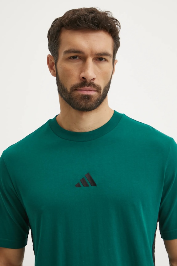 adidas t-shirt bawełniany Essentials zielony JD1905