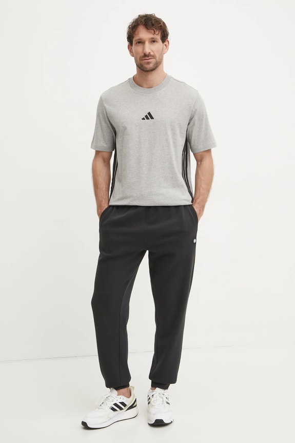 adidas t-shirt bawełniany Essentials JE6396 szary SS25