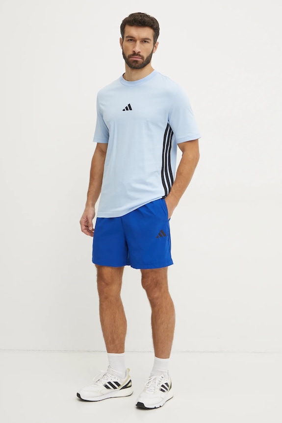 adidas t-shirt bawełniany Essentials JE6397 niebieski SS25