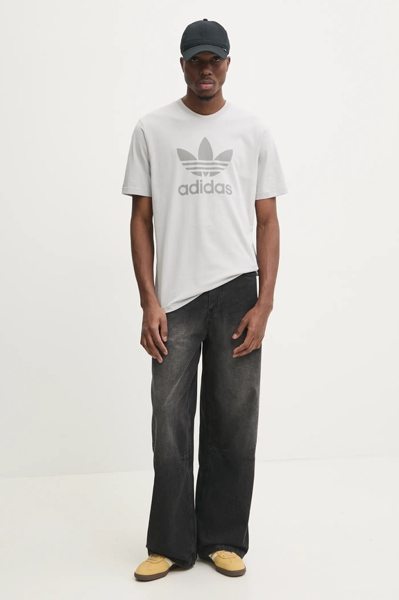 Pamučna majica adidas Originals TREFOIL T-SHIRT JP2548 siva SS25
