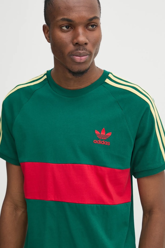 adidas Originals t-shirt in cotone 3S PANEL slim verde JD4277