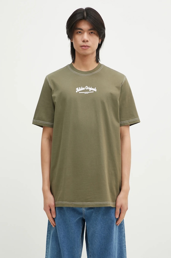 Бавовняна футболка adidas Originals Wabash надрук зелений JP4476