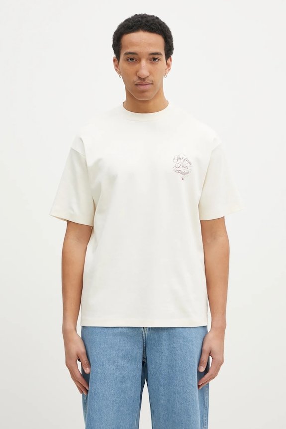 Бавовняна футболка Drôle de Monsieur Le T-Shirt Slogan Vignes надрук бежевий F.TS226.CO002.CM