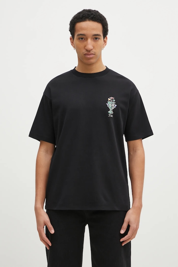 Бавовняна футболка Drôle de Monsieur Le T-Shirt Vase надрук чорний F.TS225.CO002.BL