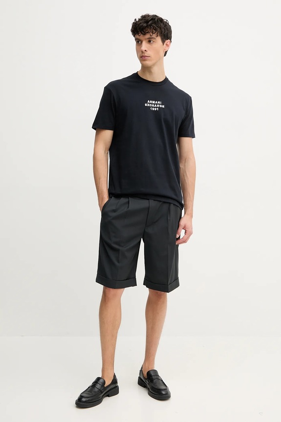 Bombažna kratka majica Armani Exchange XM000540.AF10362 mornarsko modra SS25