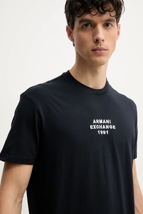 Bombažna kratka majica Armani Exchange mornarsko modra XM000540.AF10362