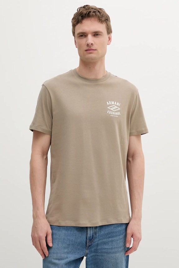 Armani Exchange t-shirt bawełniany nadruk beżowy XM000550.AF10362