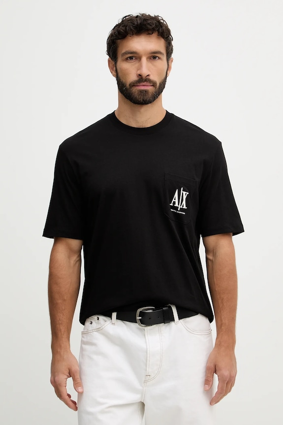 Armani Exchange t-shirt bawełniany bawełna czarny XM000366.AF12308.NOS