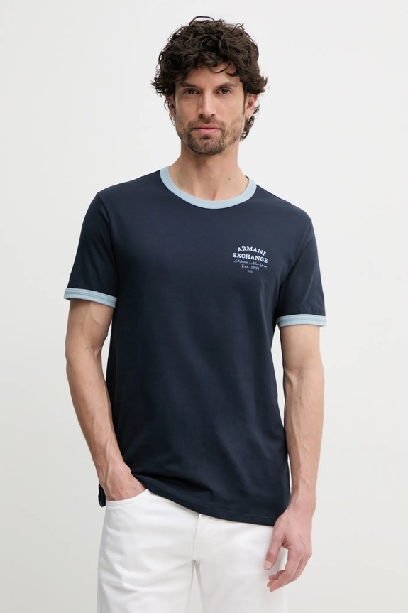 Armani Exchange t-shirt bawełniany regular granatowy XM000536.AF10334