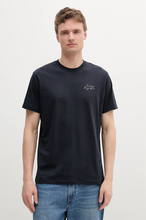 Pamučna majica Armani Exchange Planet friendly mornarsko plava XM000760.AF13106