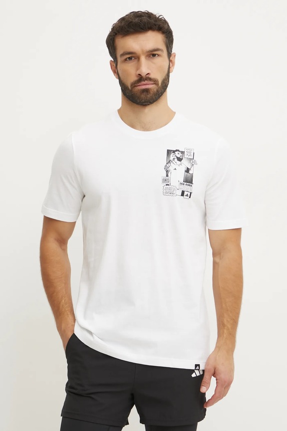 adidas Performance t-shirt bawełniany Messi beżowy JJ1414