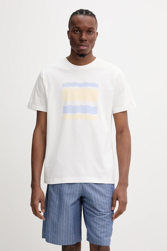 A.P.C. t-shirt bawełniany t-shirt malone nadruk biały COGCK.M26506