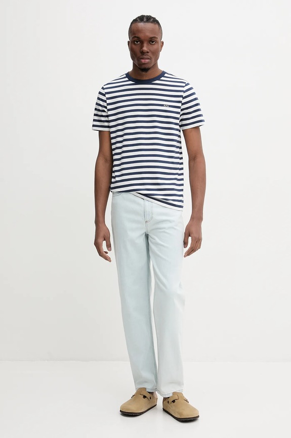 A.P.C. t-shirt in cotone t-shirt standard apc brode raye COHBZ.M26419 blu navy AW25