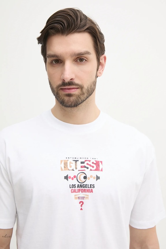 Guess tricou din bumbac alb M5RI03.I3Z14