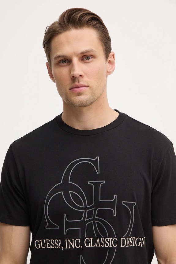 Guess tricou din bumbac negru M5RI59.K9RM1