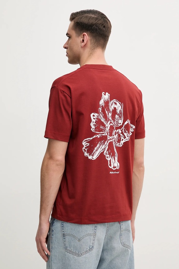 Marc O'Polo tricou din bumbac 523206451198 burgundia SS25