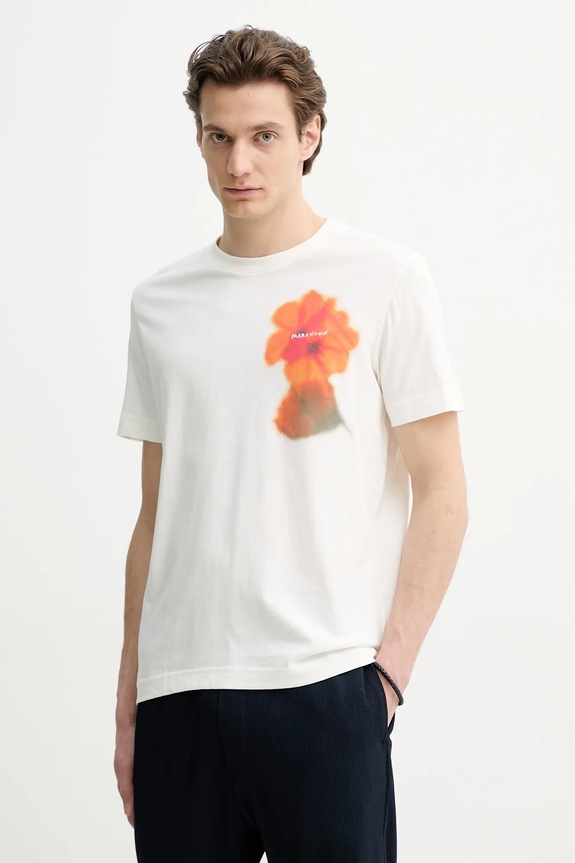 Marc O'Polo t-shirt bawełniany wzorzyste biały 523230551190