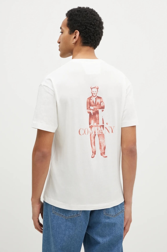 Odzież C.P. Company t-shirt bawełniany 18CMTS141A005100W biały
